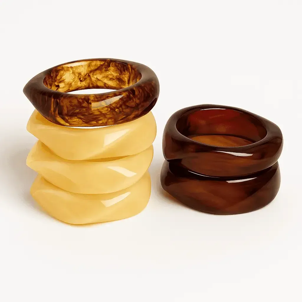 Zestaw 3 Bransoletek z Żywicy Zestaw 3 Bransoletek z Żywicy - Obraz 2