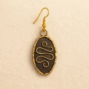 Owalne kolczyki z mosiądzu w stylu indyjskim etnicznym