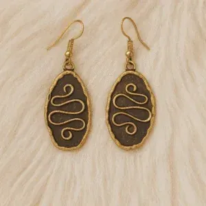 Owalne kolczyki z mosiądzu w stylu indyjskim etnicznym