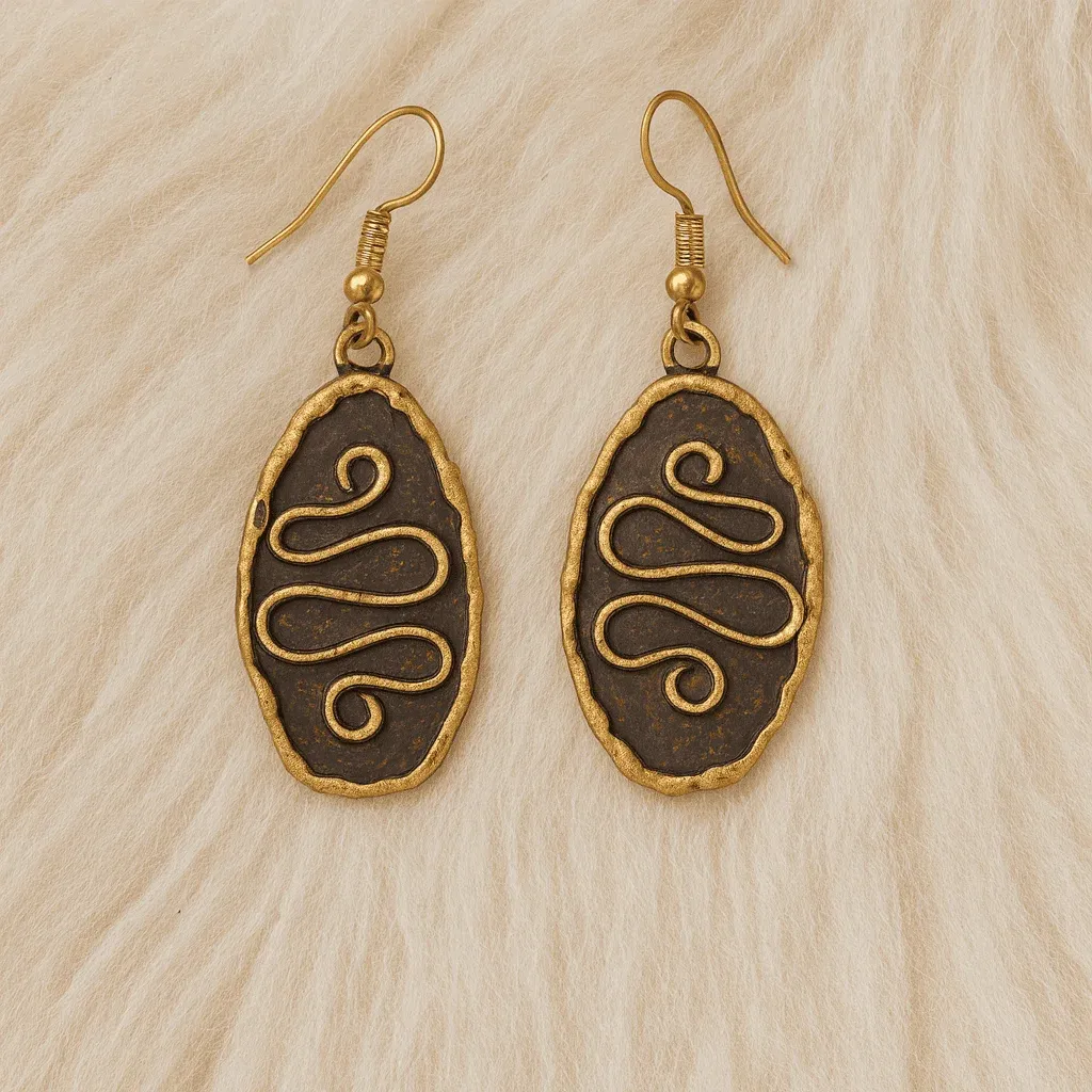 Kolczyki Indyjskie z Mosiądzu Oval Owalne kolczyki z mosiądzu w stylu indyjskim etnicznym