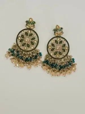 Tradycyjne kolczyki Indyjskie Elisai in sea green color