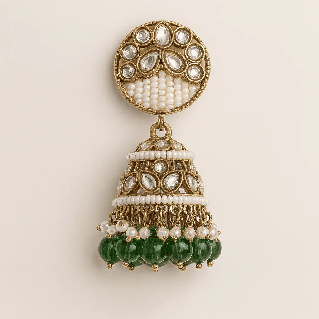 Tradycyjne Kolczyki Indyjskie Swari D.Green Tradycyjne Kolczyki Indyjskie Swari D.Green - Obraz 2