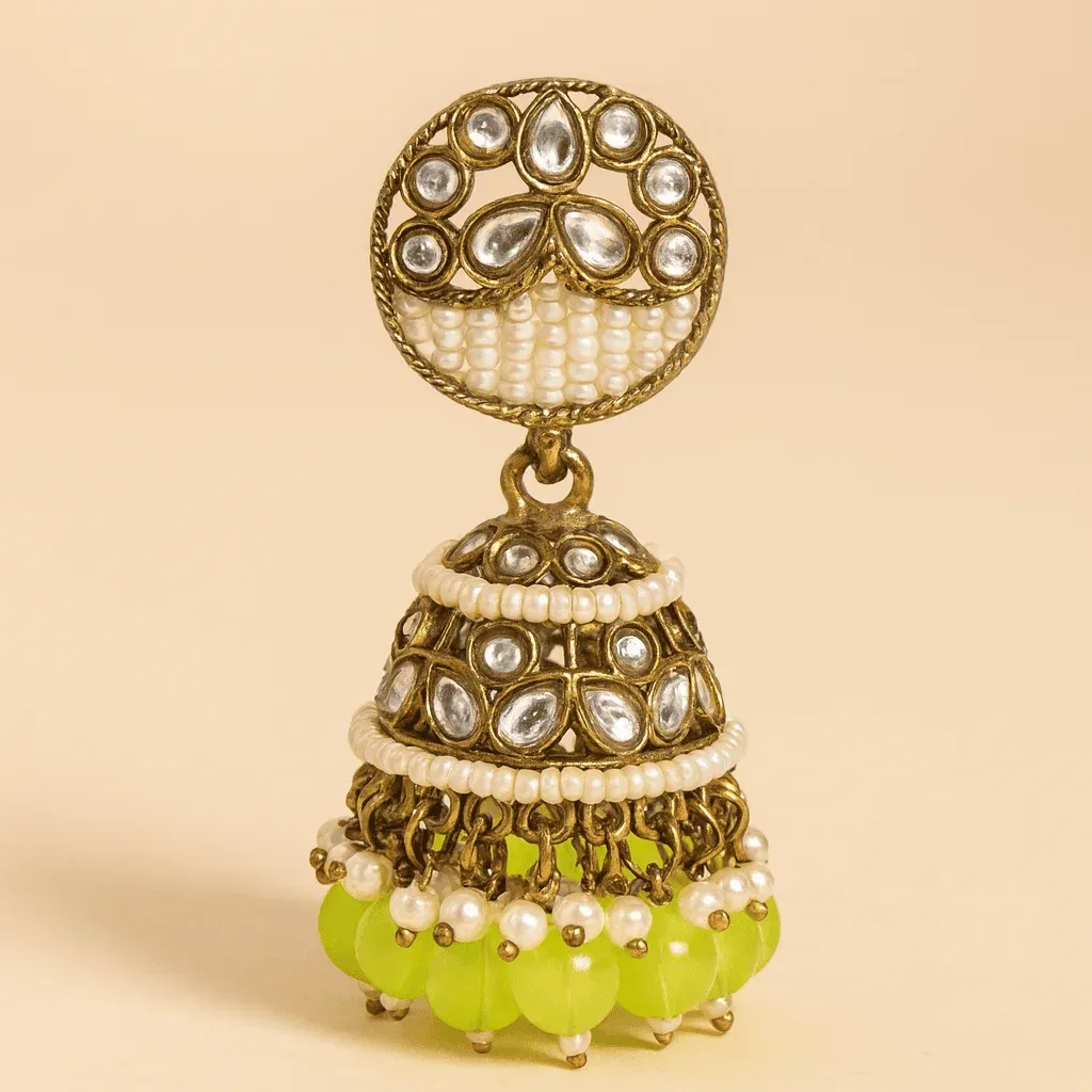 Tradycyjne Kolczyki Indyjskie Swari Lime Tradycyjne Kolczyki Indyjskie Swari Lime - Obraz 2