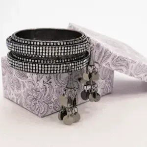 Bransoletki Indyjskie Midnight Charm – zestaw 2 szt., ręcznie wykonane w Indiach, orientalna biżuteria etniczna