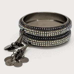 Bransoletki Indyjskie Midnight Charm – zestaw 2 szt., ręcznie wykonane w Indiach, orientalna biżuteria etniczna