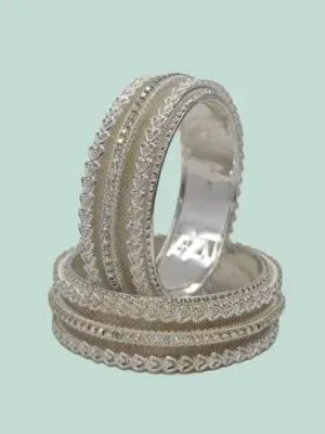 Bransoletki Indyjskie Silver Grace – zestaw 2 szt., ręcznie wykonane w Indiach, orientalna biżuteria etniczna