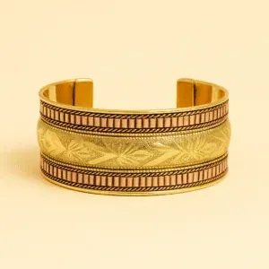 Indyjska etniczna bransoletka Tribal Copper – mosiądz i miedź, handmade Indie