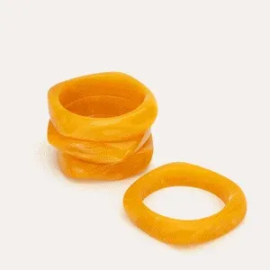 Bransoletki Mosiężne Amber Set – zestaw 4 szt., indyjska orientalna biżuteria ręcznie wykonana w Indiach