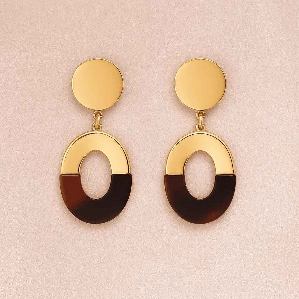 Kolczyki Żywiczne Oval Brown Nowoczesna kolekcja etnicznych kolczyków z żywicy Oval Brown