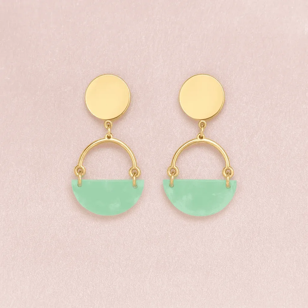 Kolczyki Żywiczne Green Ręcznie robione etniczne kolczyki z zielonej żywicy – Eastland Store